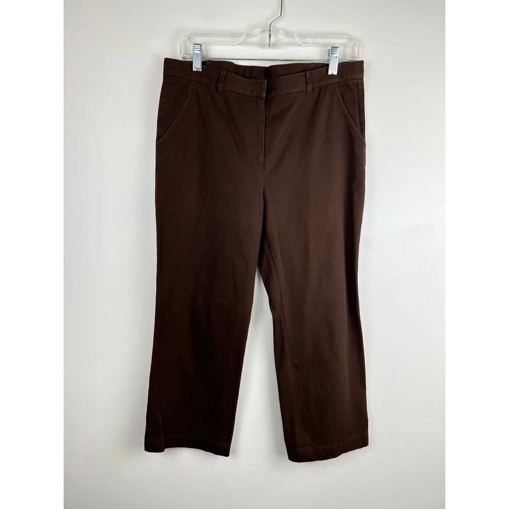 Lafayette‎ 148 New York Brown Cotton Stretch Cropped Straight Leg Pants Size 6